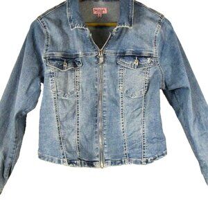 Juicy Couture Zip-Up Denim Corset Trucker Jacket Pockets Women's Size XL